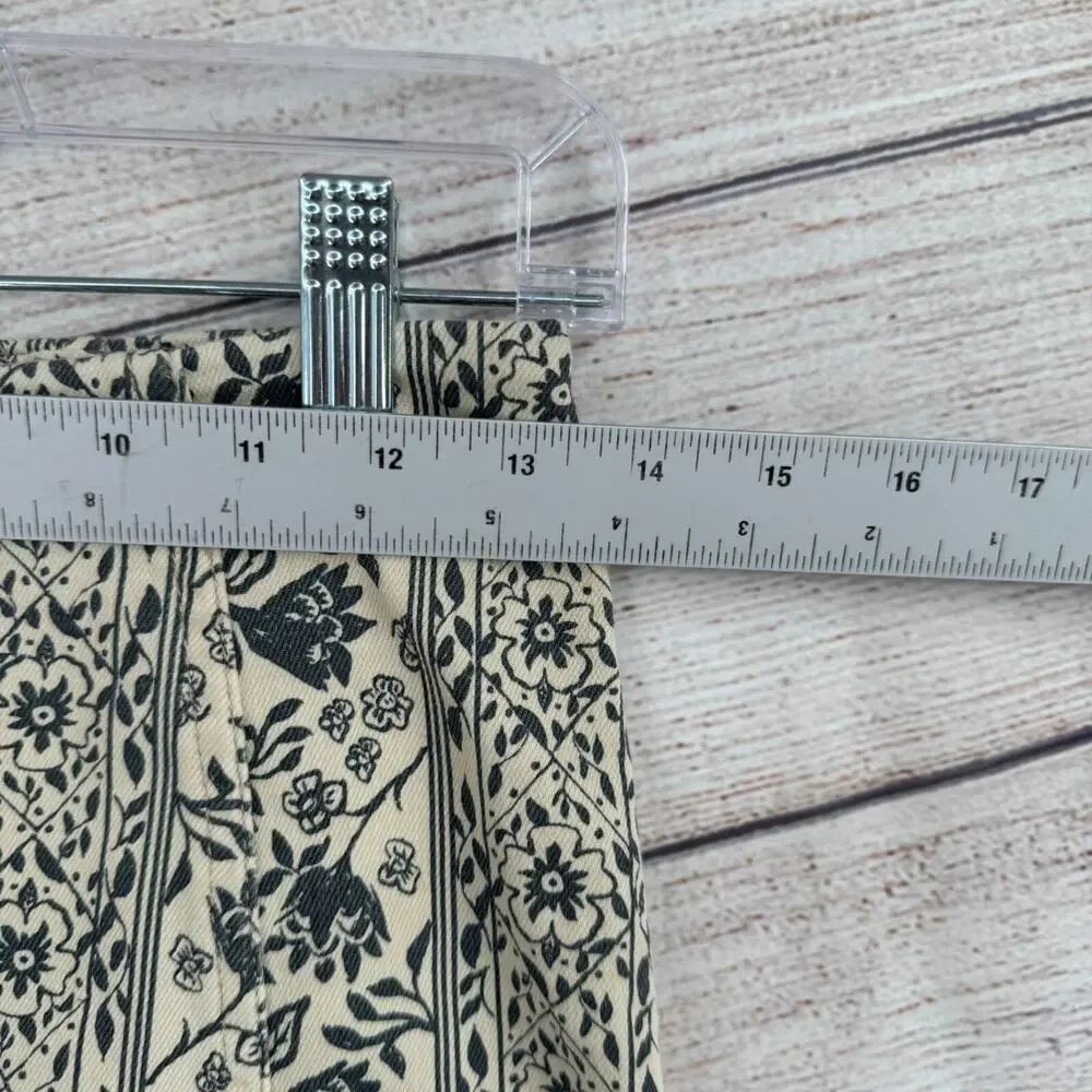 Free‎ People Floral Stretch Mini Pencil Skirt Women's Size 4 Cream/Gray